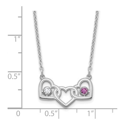 Sterling Silver 3-Hearts Birthstone Necklace – view 4