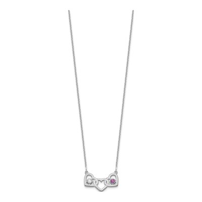 14K White Gold 3-Hearts Birthstone Necklace – view 3