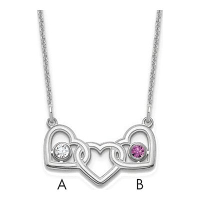 14K White Gold 3-Hearts Birthstone Necklace – view 4