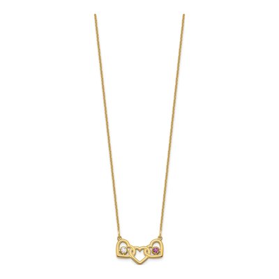 14K Yellow Gold 3-Hearts Birthstone Necklace – view 3