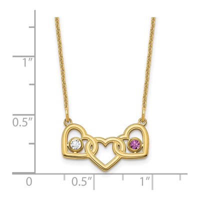 14K Yellow Gold 3-Hearts Birthstone Necklace – view 4