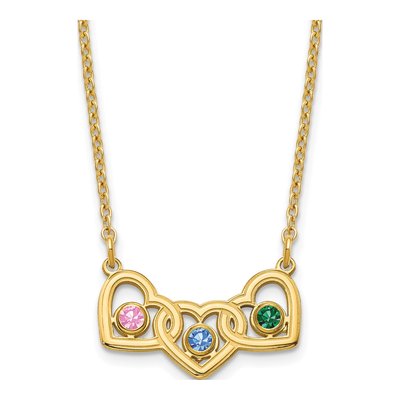 Gold-Plated Sterling Silver 3-Hearts Birthstone Necklace – view 2
