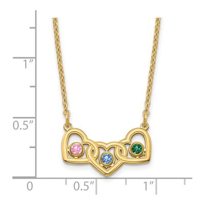 Gold-Plated Sterling Silver 3-Hearts Birthstone Necklace – view 4