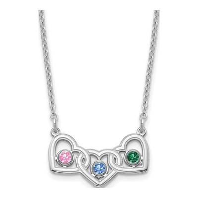 Sterling Silver 3-Hearts Birthstone Necklace – view 2