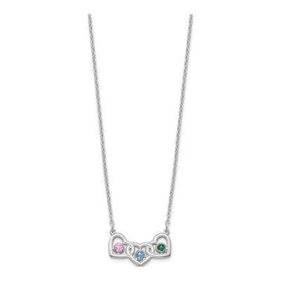 Sterling Silver 3-Hearts Birthstone Necklace – view 3