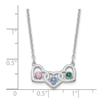 Sterling Silver 3-Hearts Birthstone Necklace – view 4