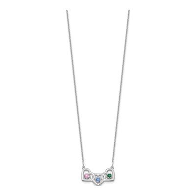 14K White Gold 3-Hearts Family Birthstone Necklace – view 3