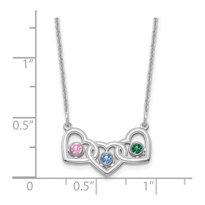 14K White Gold 3-Hearts Family Birthstone Necklace – view 4