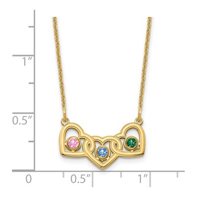 14K Yellow Gold 3-Hearts Family Birthstone Necklace – view 4