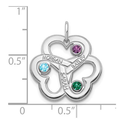 Sterling Silver 3-Birthstone Interlocking Heart Necklace – view 4
