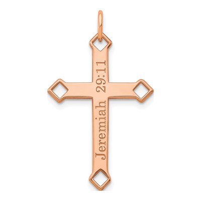 14K Rose Gold Personalized Cross Charm