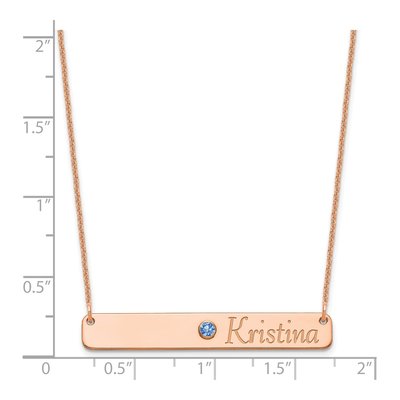 14K Rose Gold Crystal Personalized Bar Birthstone Necklace – view 3