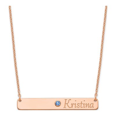 Rose Gold-Plated Sterling Silver Personalized Bar Name Necklace