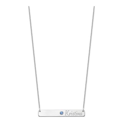 14K White Gold Crystal Personalized Bar Necklace – view 2