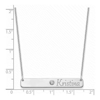 14K White Gold Crystal Personalized Bar Necklace – view 3