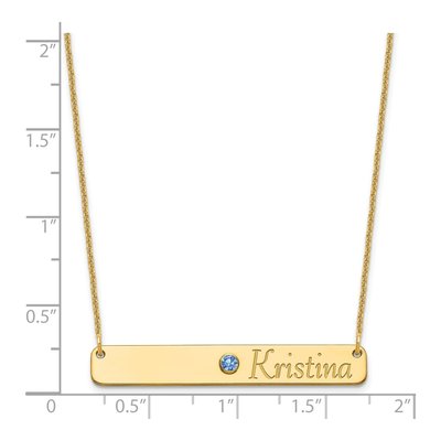 14K Yellow Gold Crystal Personalized Bar Birthstone Necklace – view 3