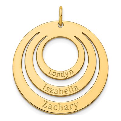 Gold-Plated Sterling Silver Personalized 3-Name Circle Charm