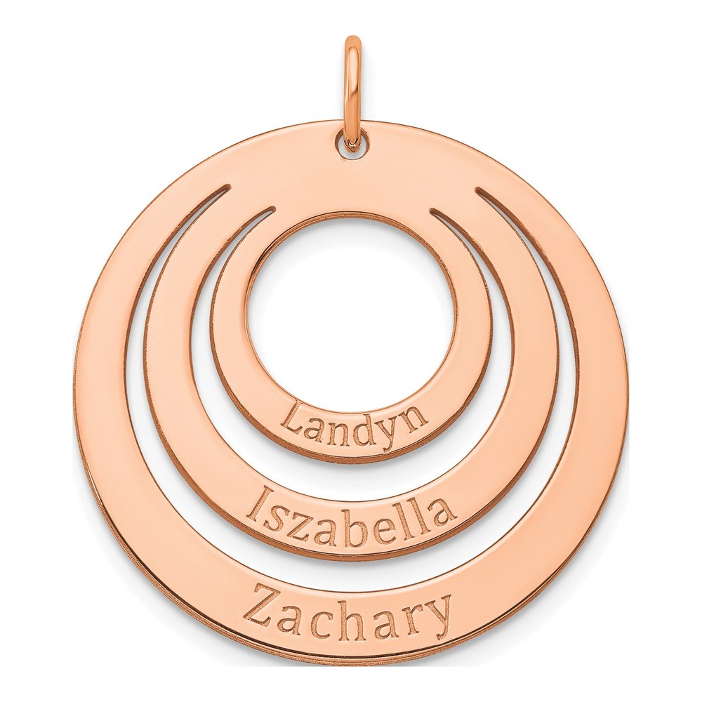 Rose Gold-Plated Sterling Silver Personalized 3-Name Circle Charm