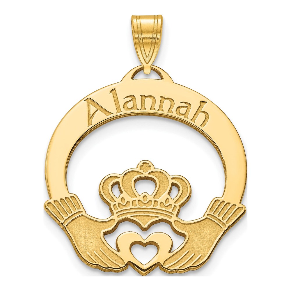 Gold-Plated Sterling Silver Personalized Claddagh Pendant