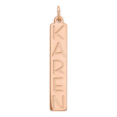 Rose Gold-Plated Sterling Silver Large Garfield Font Bar Charm