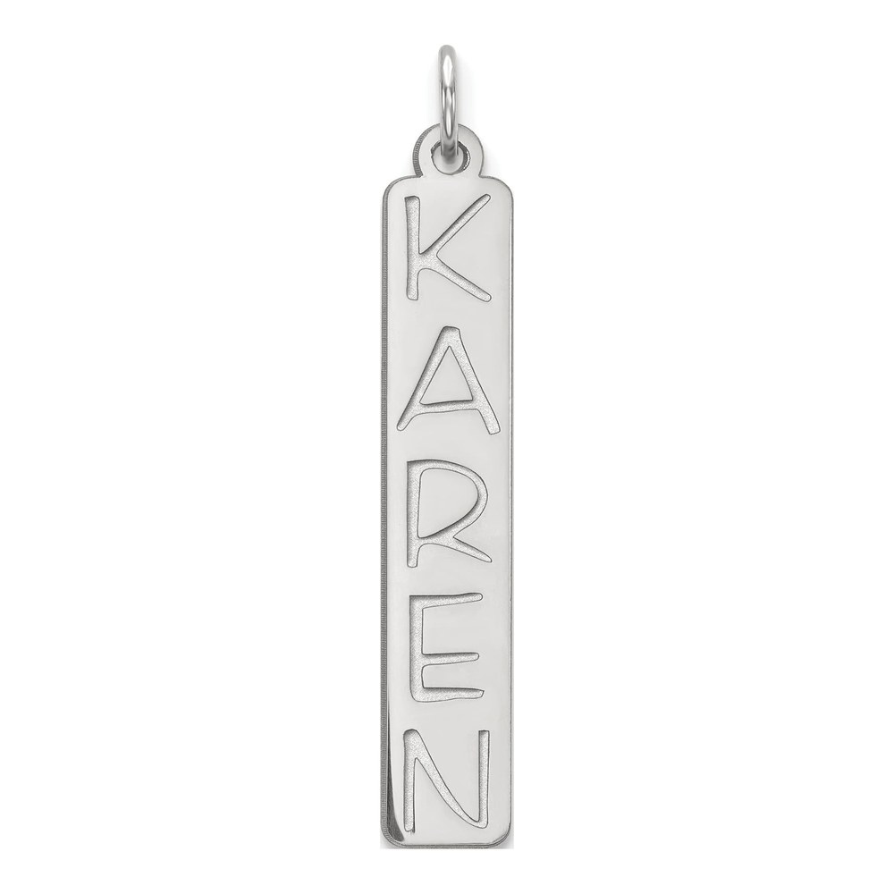 Sterling Silver/rhodium-Plated Large Garfield Font Bar Charm Pendant
