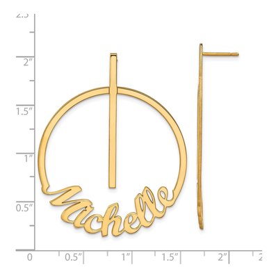 Gold-Plated Sterling Silver Personalized Large Circle Name Dangle Earrings – view 4