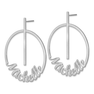 Sterling Silver Personalized Name Circle Dangle Earrings – view 2