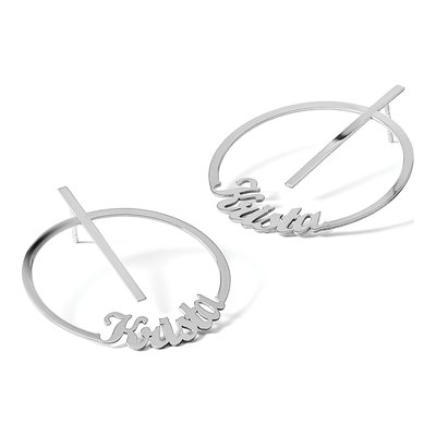 Sterling Silver Personalized Name Circle Dangle Earrings – view 5