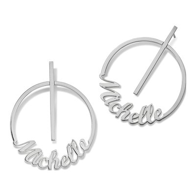 Sterling Silver Personalized Name Circle Dangle Earrings – view 6