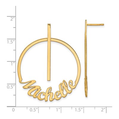 Gold-Plated Sterling Silver Personalized Small Circle Name Dangle Earrings – view 4