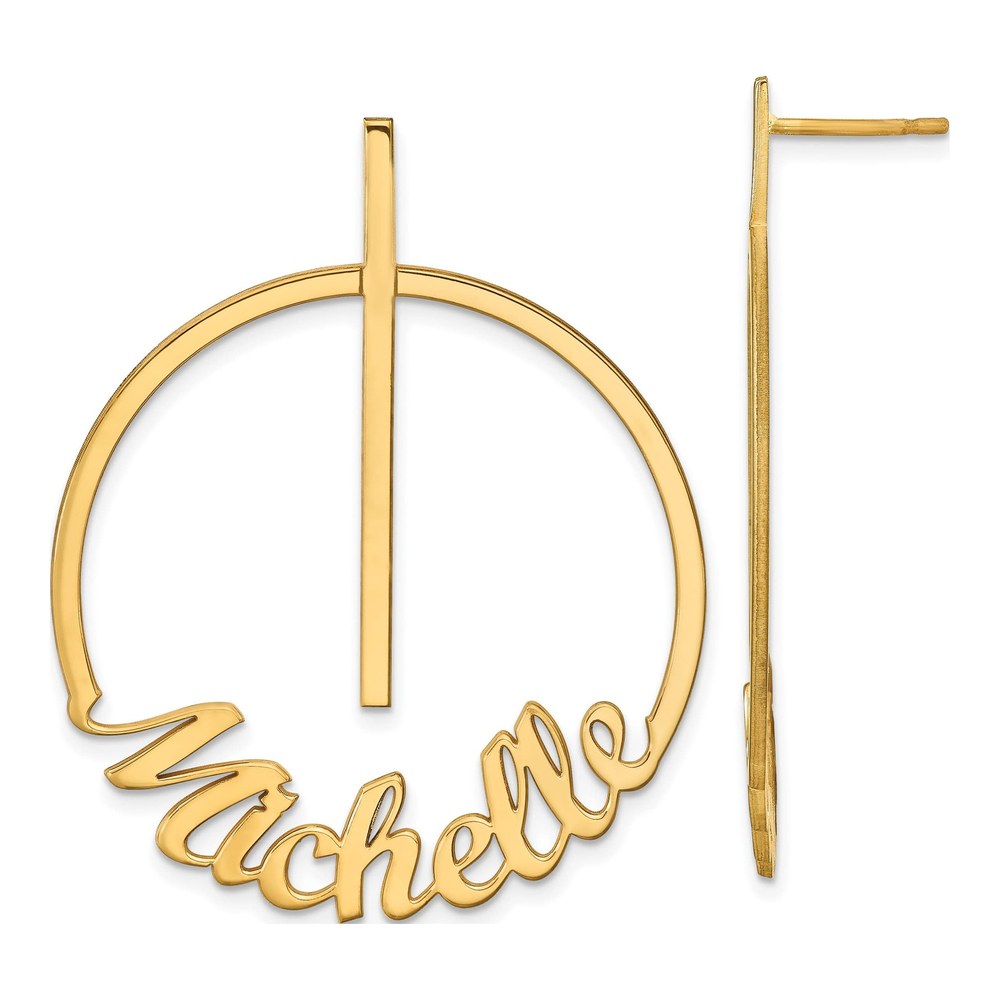 Sterling Silver/gold-Plated Small Circle Name Post Earrings