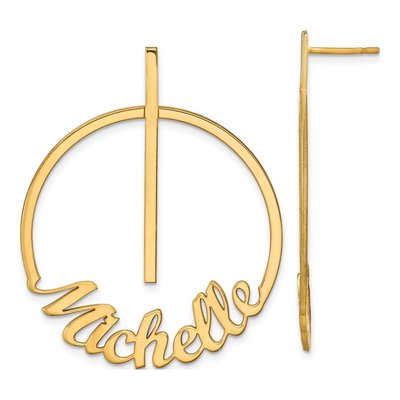 Gold-Plated Sterling Silver Personalized Small Circle Name Dangle Earrings