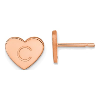 Rose Gold-Plated Sterling Silver Personalized Heart Stud Earrings