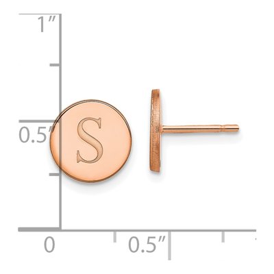 Rose Gold-Plated Sterling Silver Personalized Round Initial Stud Earrings – view 2