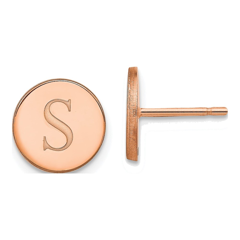 Rose Gold-Plated Sterling Silver Personalized Round Initial Stud Earrings