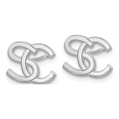 14K White Gold Interlocking Initial Earrings – view 2
