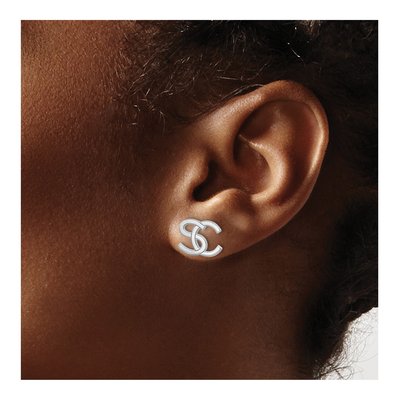 14K White Gold Interlocking Initial Earrings – view 3