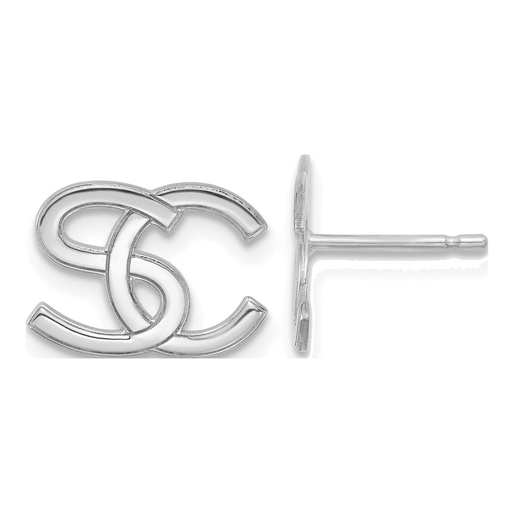 14K White Gold Rhodium-Plated Interlocking Initial Earrings
