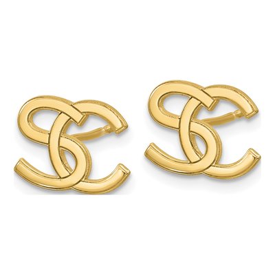 14K Yellow Gold Interlocking Initial Earrings – view 2