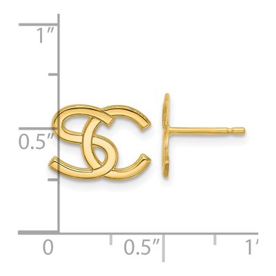 14K Yellow Gold Interlocking Initial Earrings – view 4