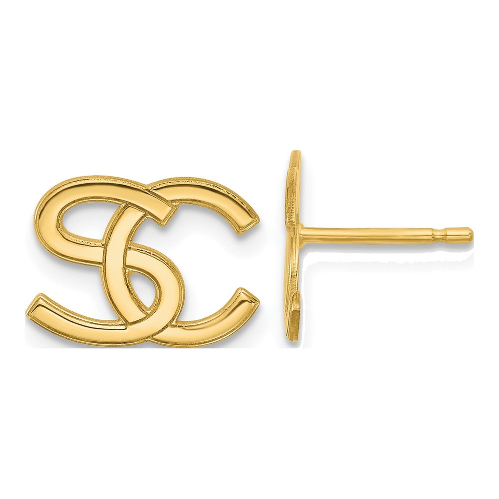 14K Yellow Gold Interlocking Initial Earrings