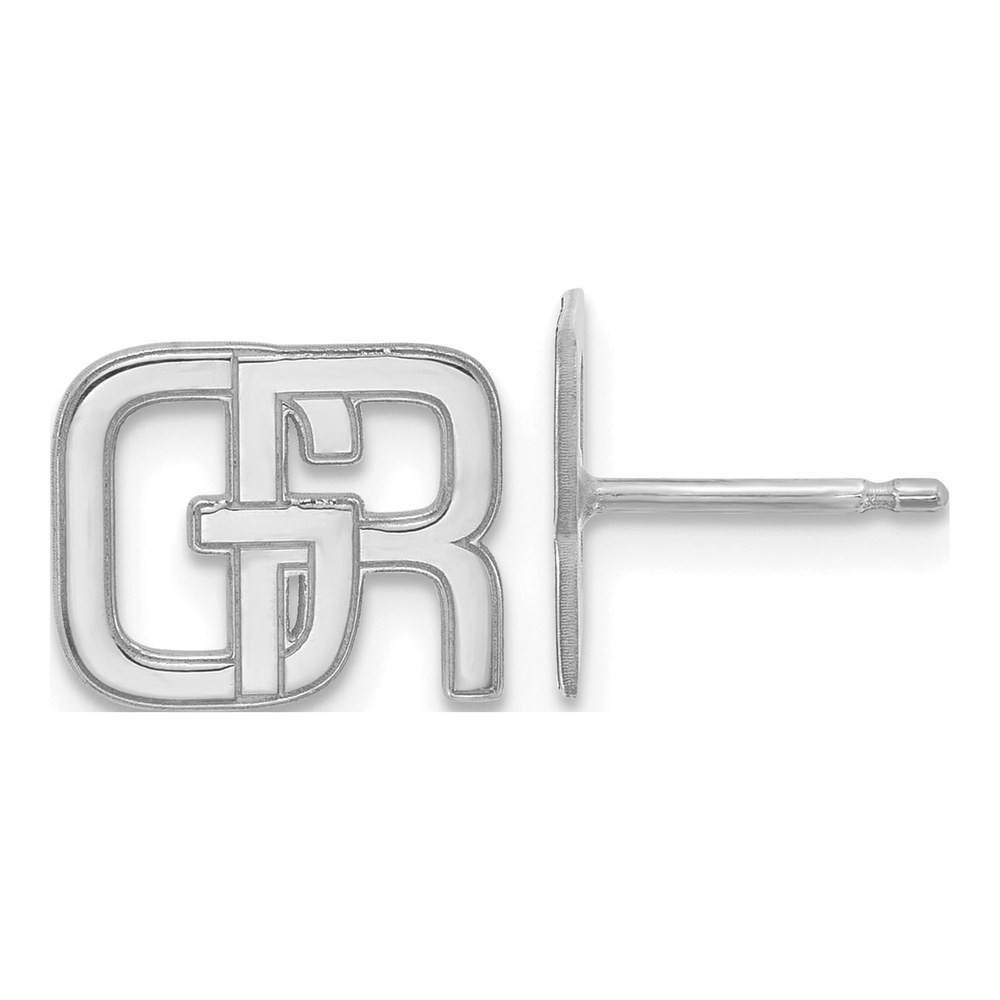 14K White Gold Rhodium-Plated Interlocking Initial Earrings