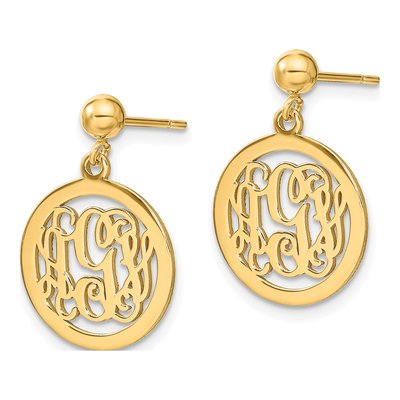 Gold-Plated Sterling Silver Personalized Monogram Dangle Earrings – view 2