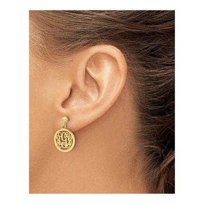 Gold-Plated Sterling Silver Personalized Monogram Dangle Earrings – view 3