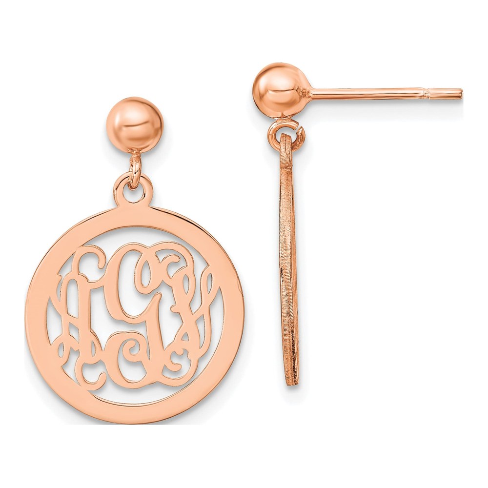 Rose Gold-Plated Sterling Silver Personalized Monogram Dangle Earrings