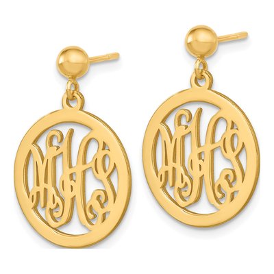 Gold-Plated Sterling Silver Personalized Monogram Dangle Earrings – view 2