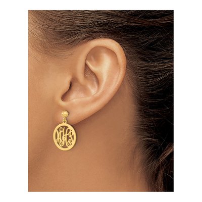 Gold-Plated Sterling Silver Personalized Monogram Dangle Earrings – view 3