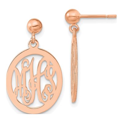 Rose Gold-Plated Sterling Silver Personalized Monogram Dangle Earrings