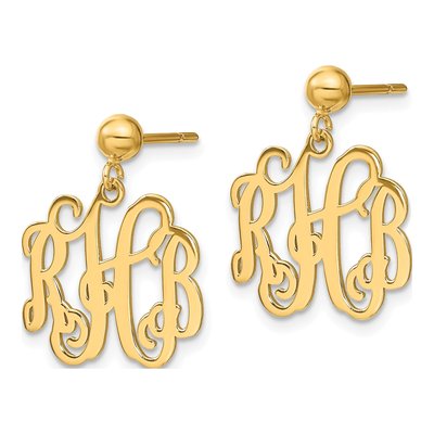 Gold-Plated Sterling Silver Personalized Monogram Dangle Earrings – view 2