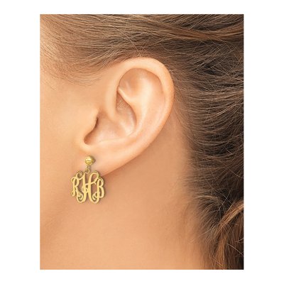 Gold-Plated Sterling Silver Personalized Monogram Dangle Earrings – view 3